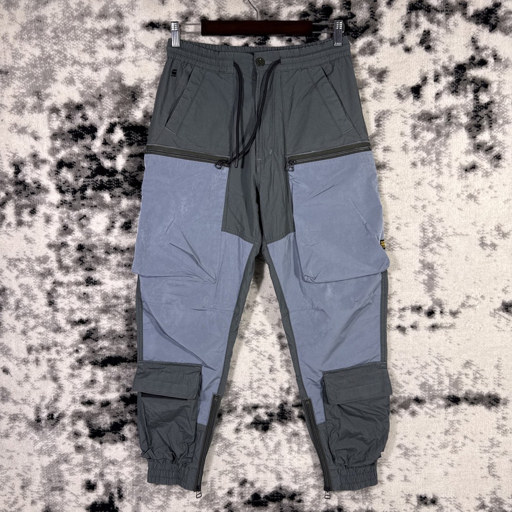 GStar Raw 3D PM Cuffed Trainer Pants Mens 29 Green Two Tone Streetwear Cyberpunk